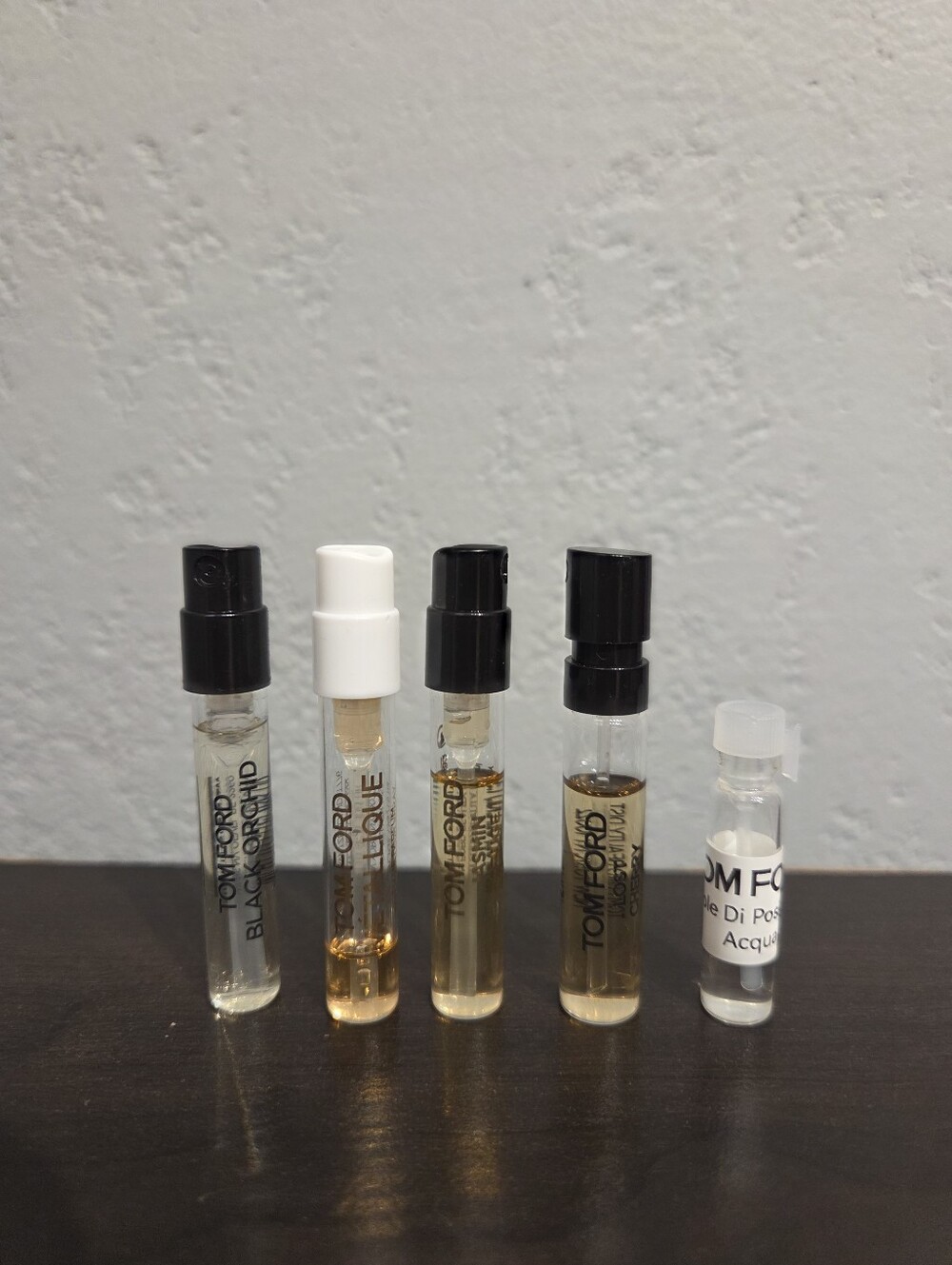 Tom Ford Sample Set - Black Orchid, Metallique, Jasmin Rouge, Lost Cherry, Sole